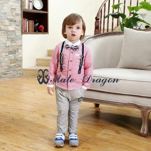 Boys Christening Gown Baby Boy Suits for Weddings Children Clothing Set Beby Boys Infant Clothing Cheap Newborn Suspender