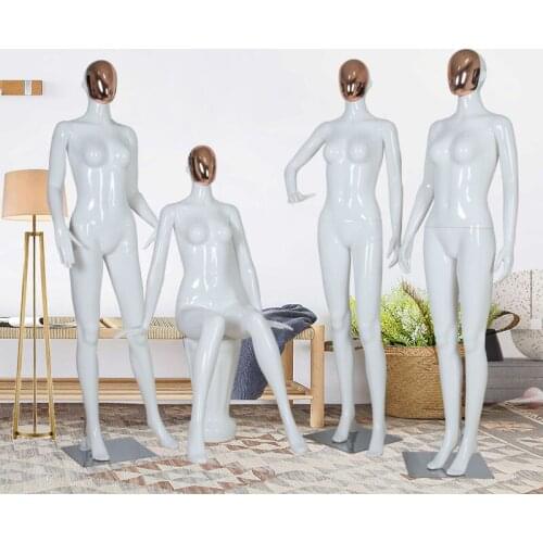 Mannequin Women Whole Body Face Changing Gold Plated Head Window Display Model
