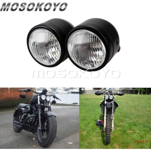 Motorcycle Headlight Custom 4" Twin Round Double Round Dominator Head Lamp For V-Max Vmax V Max Vmx 1200 Cafe Racer Chrome