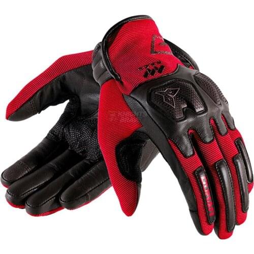 Motorcycle Gloves Touch Screen Anti-drop Guantes Moto Red Motorbike Riding Gloves Summer Breathable Leather Gloves M-2XL