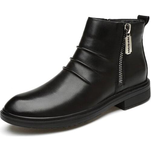 Genuine leather Men Boots keep warm Winter Boots Business Ankle Boots for mens winter shoes Plus size 47 zapatos hombre