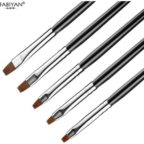 5PCS Set Nail Art Brush Flat Pen Drawing Painting Tips Dust Clean Builder Acrylic UV Gel Polish Extension Design Tools Manicure