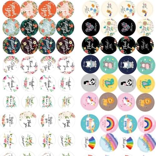 Thank you Stickers Random 60/120pcs 2.5cm For Letter Design Birthday Wedding Present Decoration Labels Cartoon Anime Stickers