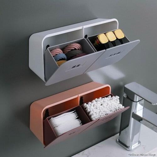 Wall-Mounted Cosmetic storage Box Cotton Swab Storage Box Multi-Function Clamshell Dustproof Lipstick Headband Finishing Boxes