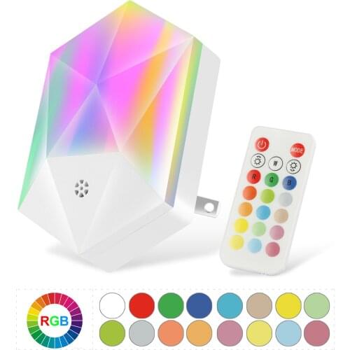 110V-240V With Remote Control RGB Socket Small Night Light LED Dimmable 16 Colors Children Bedroom Night Lights