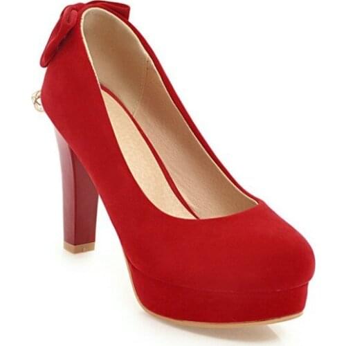 18 years new thick with high with waterproof table size size 31-47 shallow mouth red bride shoes of 1818