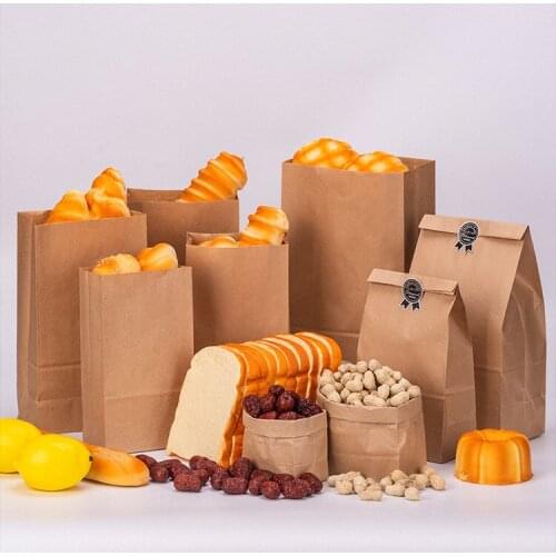 Kraft paper bags gift bags biscuit candy food sandwich bread nuts snack baking packaging bags recyclable takeaway bags