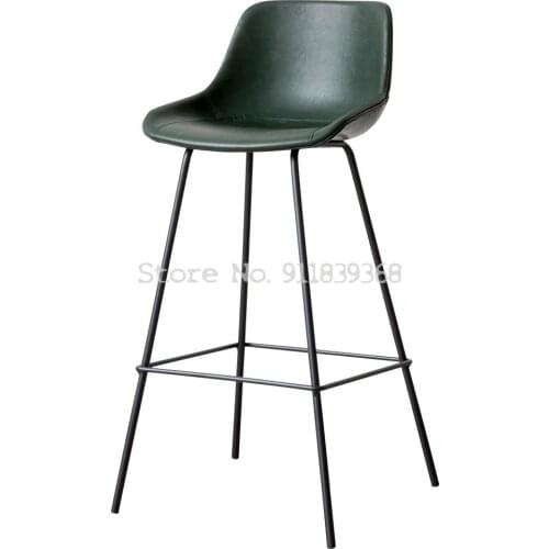 Retro Light Luxury Leather Bar Chair Industrial Style Creative Bar Chair Simple Fashion Iron Back High Foot Bar Stool