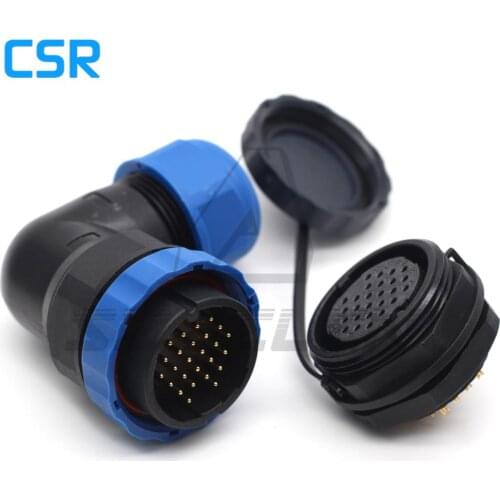 SD28TA-ZM, 26 pin 90 Degree Elbow Waterproof Connector , 28mm, IP67 Male Plug and Female Socket ,LED Power Cable Connector