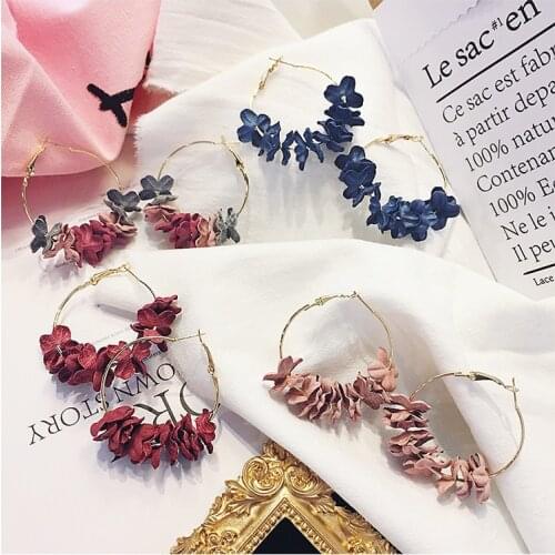 Earring 2020 Earrings for Women Vintage Earring Trendy Cloth Flowers Hoop Earrings Colorful Ear Rings Brincos boucle d’oreille