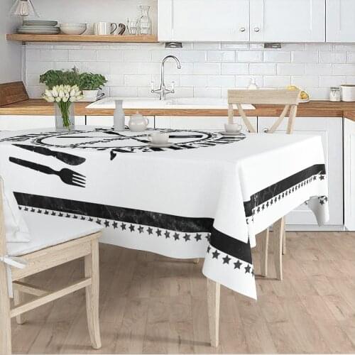 Tablecloth living room kitchen white black kitchen cutlery patterned micro fabric cover runner pattern Free Shipping