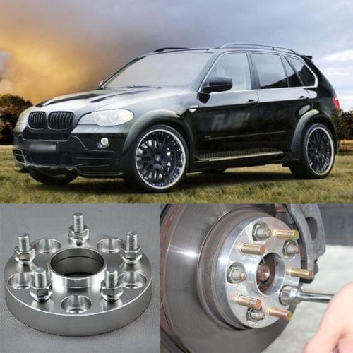 Teeze 4pcs New Billet 5 Lug 14*1.5 Studs Wheel Spacers Adapters For BMW X5 E53 2000-2006