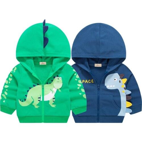 Boys Hoodies Children Cartoon Dinosaur Print Zipper Sweatshirts Toddler Boy Fall Clothes Baby Cute Fashion Hoodies 2-8 Years