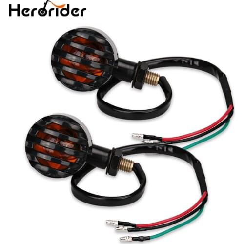 Herorider Vintage Motorcycle Led Turn Signal Indicators Rear Bullet Turn Signal Motorcycle Amber Blinker For Harley Chopper