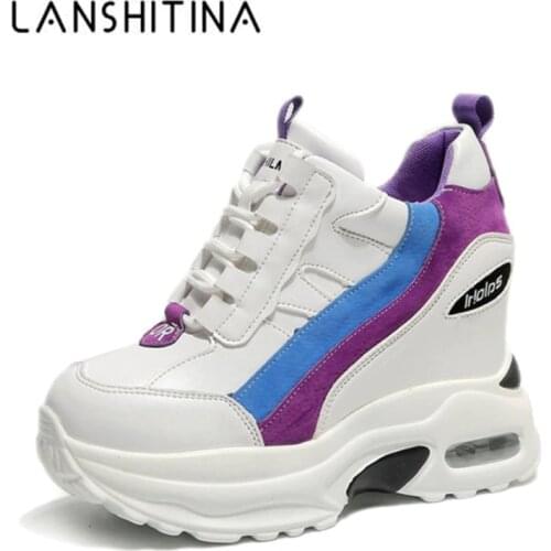 Fashion 2020 Women Ankle Boots Autumn Platform Boots Hidden Increasing Sneakers 10 CM Heels Wedge Boots Woman Breathable Shoes