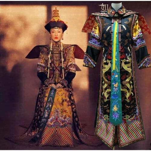 Zhou Xun Qing Empress Dragon Gown Royal Embroidery Costume and tiara female for Latest TV Play RuYis Royal Love in the Palace