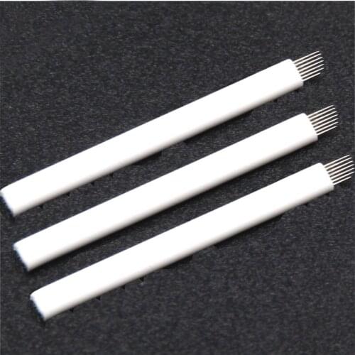 10pcs professional eyebrow tattoo caneta agulhas tebori 3d microblading permanent makeup manual needle embroidery 7 blades