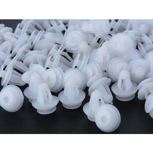 100pcs 9mm White Plastic Car Door Trim Panel Bumper Retainer Clips Rivet Fasteners Decorative Buckles
