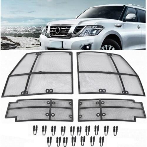 4Pcs Car insect nets water tank protection net stainless steel protective Front Grille Net For Nissan Patrol y62 2012-2018 2019