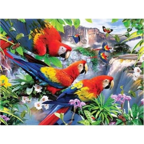 Diamond painting landscape mosaic art embroidery parrots birds rhinestone picture puzzle toys kids drawing wall decor craft diy