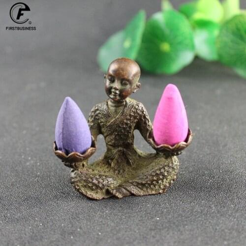 Antique Copper Buddha Monk Home Decorations Living Room Decor Crafts Accessories Antique Brass Incense Burner Desktop Ornaments