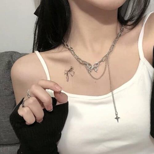 Harajuku Punk Butterfly Choker Necklace Jewelry Women Egirl Collares Gothic Hip Hop Link Chain Necklace Collares Mujer Jewlery