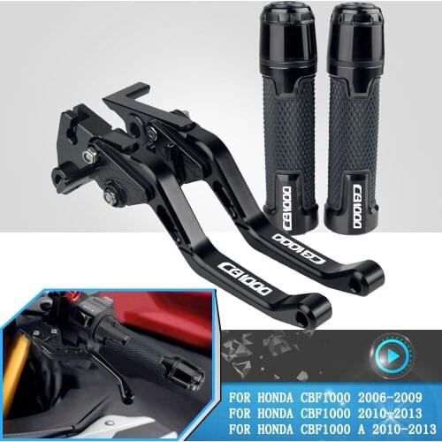 For Honda CBF 1000 A CBF1000 2006 2007 2008 2009 2010 2011 2012 2013 Motorcycle Adjustable Brake Clutch Levers+Grips Accessories
