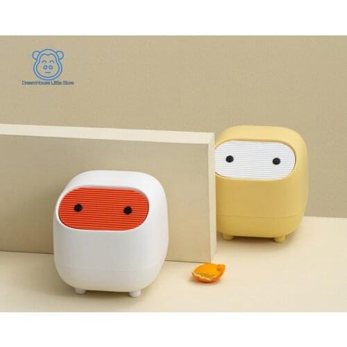 Home Desktop Small Paper Basket Creative Double-layer Push-type Small Trash Can 4L Car Portable Trash Can Cartoon Trash Can