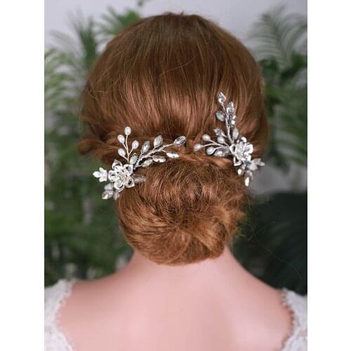 Chinese Hair Pin Bridal Headwear Rhinestone Flower Hair Jewelry Wedding Hair Ornaments Hair Clip Women Accessories