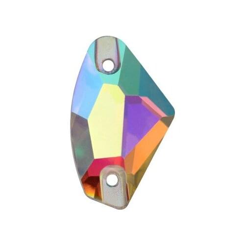 Crystal AB Heterotypic Glass Crystal sew on rhinestones with TWO holes Diy wedding dress accessories Free shipping