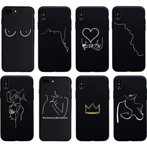 Fashion Forever Kiss Crown Chest soft case For iphone 7 8 plus 6 6S Plus X XS Max XR Funda Coque Art Abstract Cover case