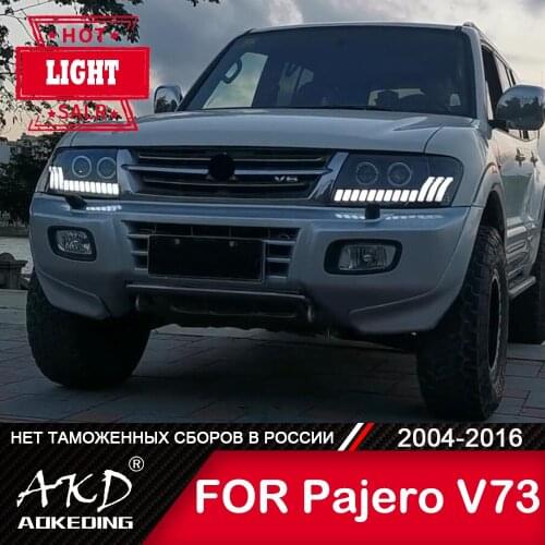 Head Lamp For Car Mitsubishi Pajero V73 2004-2016 Montero Headlights Fog Lights Day Running Light DRL H7 LED Bi Xenon Bulb Car