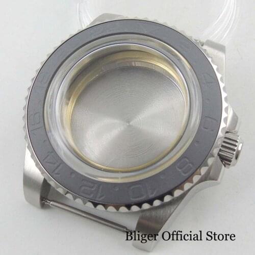 Fit for MIYOTA Movement Automatic Watch Case With Brushed Ceremic Bezel Arched Glass