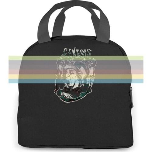 Genesis - Charisma Hatter Black Prog Rock Official Phil Collins Novelty women men Portable insulated lunch bag adult