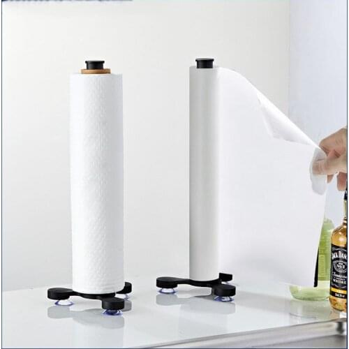 Suction Cup Kitchen Roll Paper Toilet Holder Bathroom Wall Mounted Tissue Towel Accessories Rack Fresh Film Hanger Storage Shelf