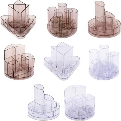 Clear Pen Holder 360° Rotatable Art Supply Organizer Plastic Pen Pot Cosmetic Tools Holder for Home Office School