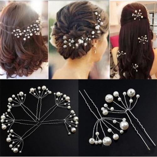 Bride Hair Sticks Bridesmaid Hair Accessories Pearl Hair Pin Clip Crystal Wedding Party Elegant Hairpins Stick for Women