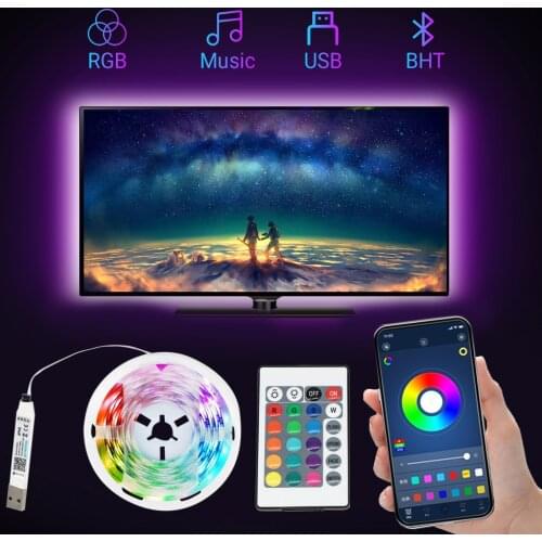 Bluetooth RGB LED Strip Light SMD5050 5M 1M 2M 3M 4M 0.5M Diode Tape Flexible Neon Ledstrip Ribbon LED Strip USB 5V TV Backlight