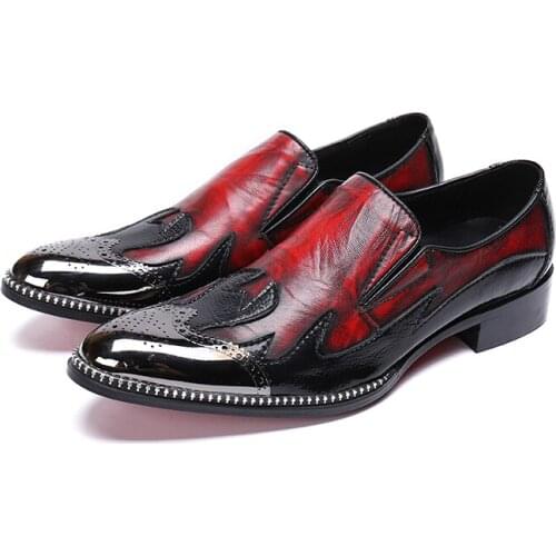 Luxury Evening Party Gold Metal Tip Crafted Slip-on Shoes Men Fashion Dress Shoes Wedding Prom Banquet Italian Loafers Gents