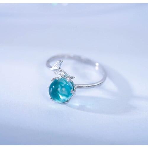 Kindey Fashion Silver Color Mermaid Tail Rings For Women Wedding Statement Finger Ring Christmas Gifts