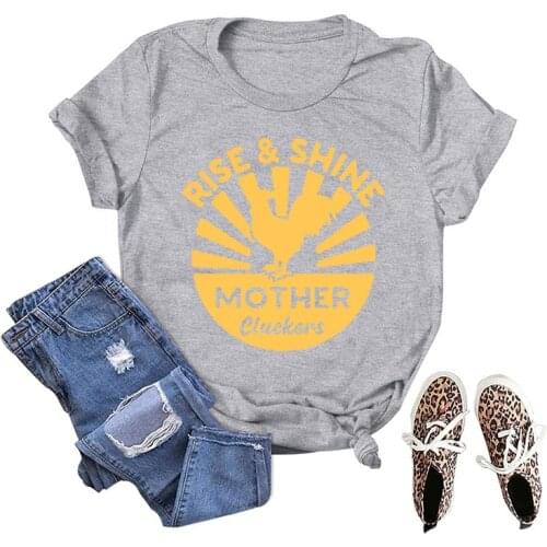 Retro Woman Tshirt Summer Short Sleeve Tshirt Female Tee Tops Casual Rise Shine Printing Woman T Shirt