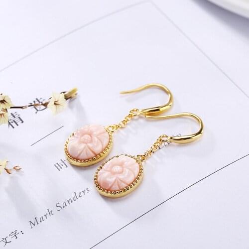 2018 New Earings Fashion Jewelry 100% 925 Sterling Earrings For Women Vintage Natural Semi-precious Stones Retro Thai Jewelry