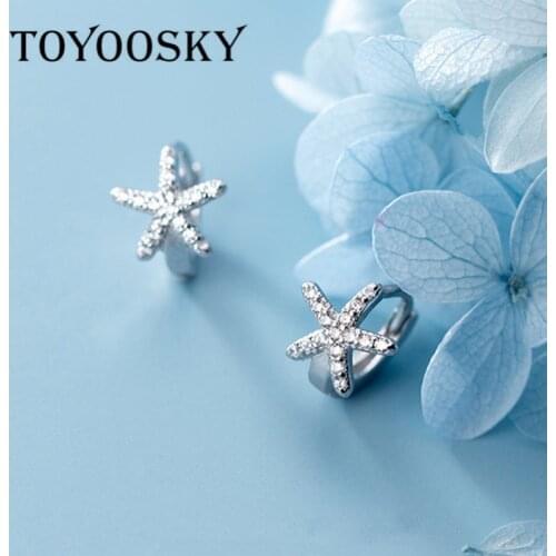 New Contracted 925 Silver Starfish Clip Earrings Zircon Non Piercing Cartilage Temperament Ear Jewelry For Women Lady