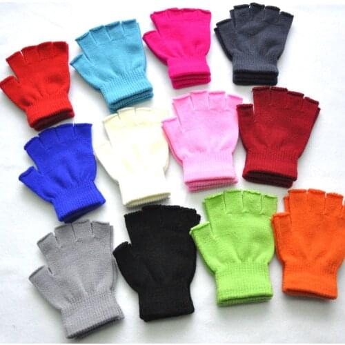 Adult winter cold and warm knitted gloves, student outdoor sports fingerless half-finger gloves