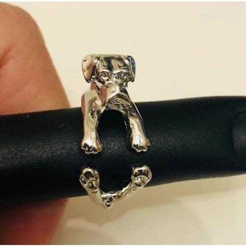 1PCS drop ship newest adjustable retro punk boxer Ring free size hippie animal boxer dog Ring jewelry for pet lovers