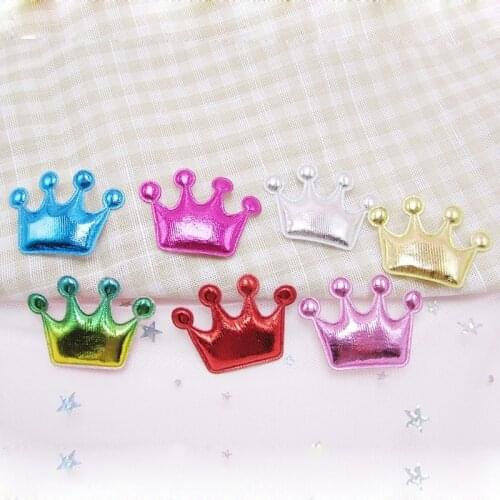 10pcs PU Leather Crown Ball Padded Appliques For clothes DIY Baby hair Clip headwear Decor Ornament Accessories