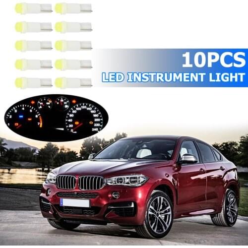 10pcs T5 3D COB LED Car Instrument Cluster Lamp Indicator Reading Light Bulbs Color Temperature 6,000K Brightness 120LM