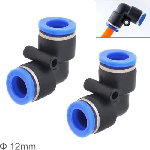 2pcs 12mm L Shaped Elbow Plastic Two way Pneumatic Quick Connector Pneumatic Insertion Air Tube for Air Tool Quick Fitting
