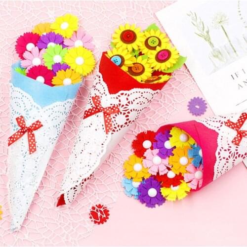 2Pcs 30CM DIY Holding Flowers Handmade Button Bouquet Material Package Toy Creative Flower Learning Art Craft Kids Girls Toys