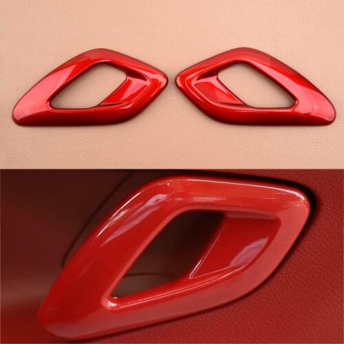 2Pcs/Set Red Interior Inner Door Handle Cover Trim Decoration Fit for Dodge Challenger 2015 2016 2017 2018 20192020